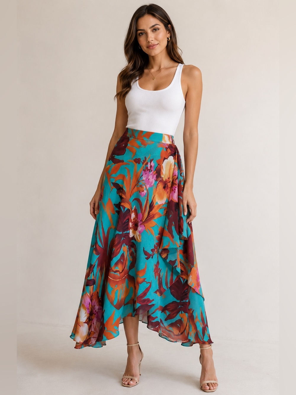 Coldwater creek Floral Print Maxi Skirt Multicolor size 1X